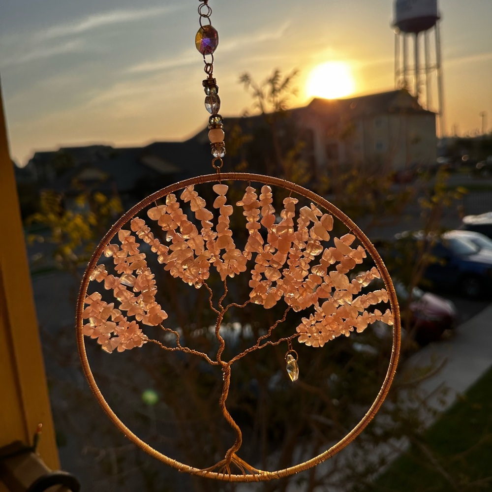 Elegant Pink Tree of Life Suncatcher